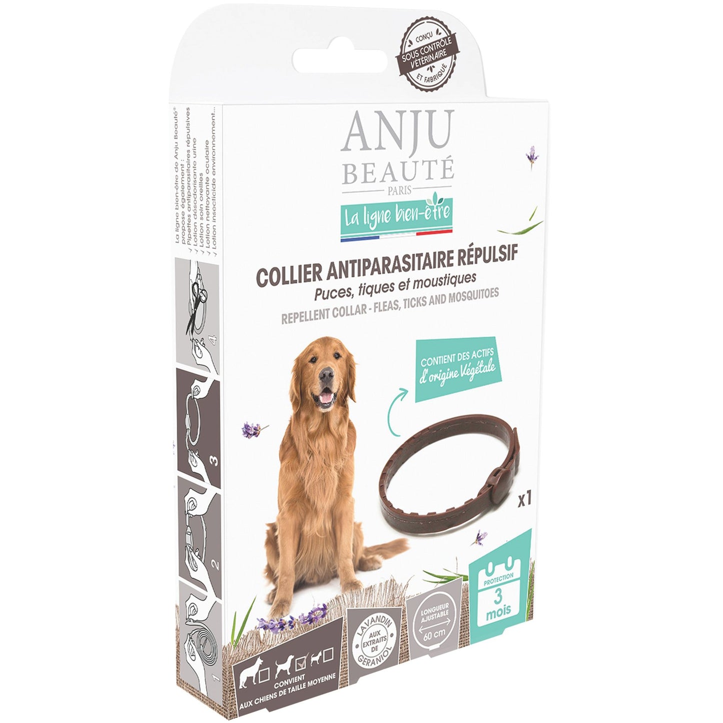 Collier antiparasitaires répulsifs Chien Moyen Anju